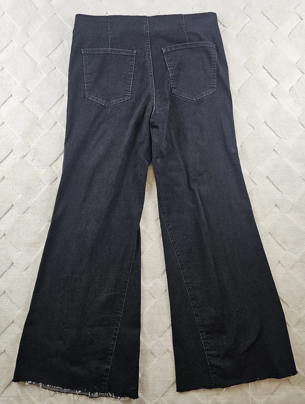 Free People Super Flare Wide-Leg Jeans Womens 30 Pull On Stretch Denim Black